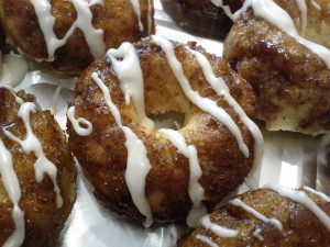 Vegan maple baked doughnuts.